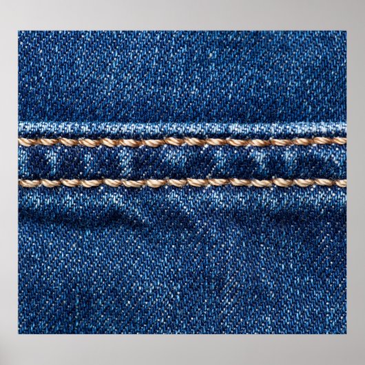 Gestikte denim: close-up jeans textuur. poster (Voorkant)