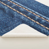 Gestikte denim: close-up jeans textuur. sherpa deken (3/4)