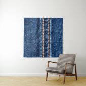 Gestikte denim: close-up jeans textuur. wandkleed (In Situ (horizontaal))