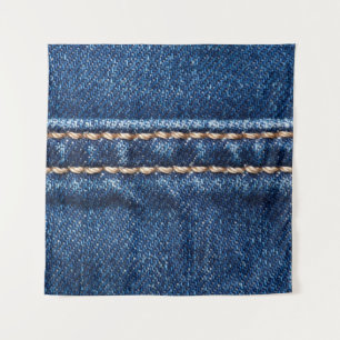 Gestikte denim: close-up jeans textuur. wandkleed