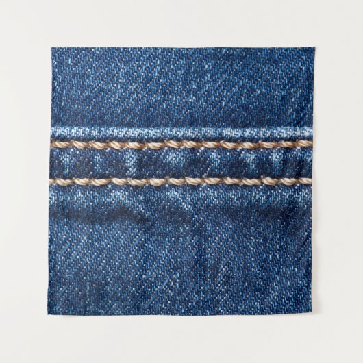 Gestikte denim: close-up jeans textuur. wandkleed (Voorkant)