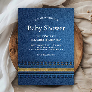 Gestikte Denim Rits Jeans Baby Borrel Kaart