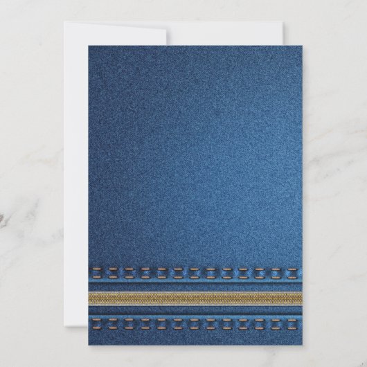 gestikte denim rits jeans bruiloft uitnodiging (Achterkant)