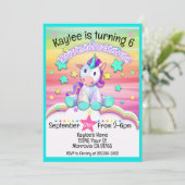 Gestikte Eenhoorn verjaardagsfeestuitnodiging Kaart (Staand voorkant)