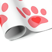 gestikte hondenpoten print Valentijnse  Cadeaupapier (Rol Hoek)