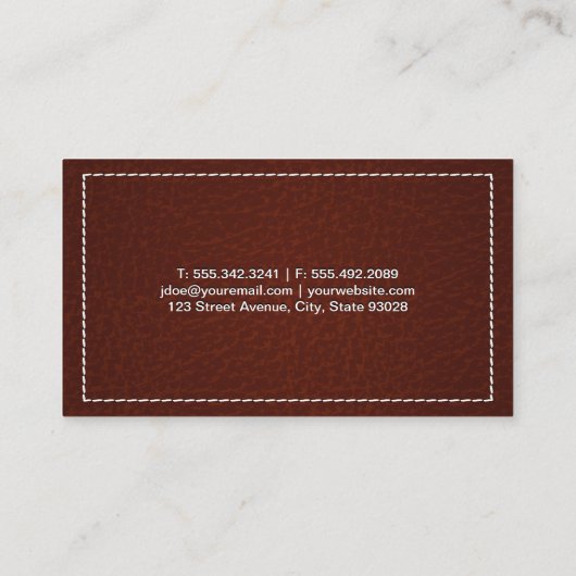 gestikte lederen textuur visitekaartje (Achterkant)