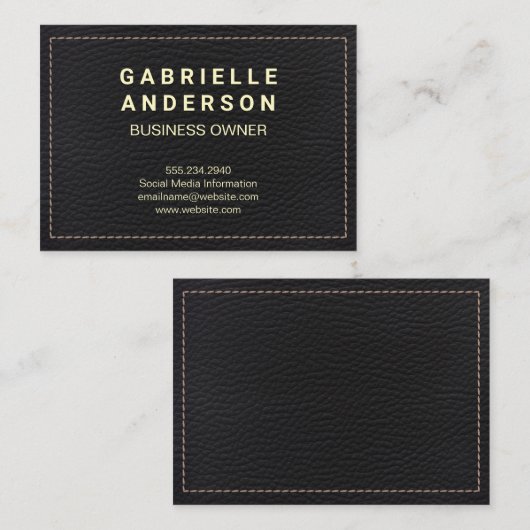 Gestikte Leer Visitekaartje (Voorkant / Achterkant)