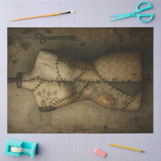 gestikte mannequin | Gotische naaivorm decoupage Tissuepapier (Craft)