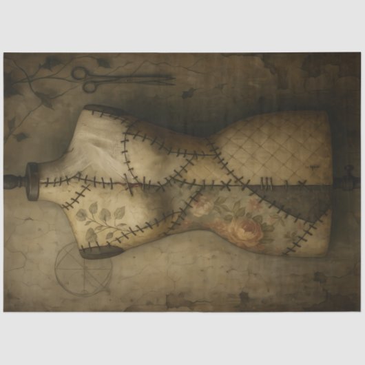 gestikte mannequin | Gotische naaivorm decoupage Tissuepapier (Voorkant)