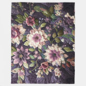 Gestikte Paarse Bloemendesign Fleece Deken (Voorkant)