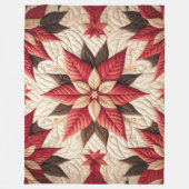 Gestikte Poinsettia Rood Patroon Fleece Deken (Voorkant)