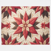 Gestikte Poinsettia Rood Patroon Fleece Deken (Voorkant (Horizontaal))