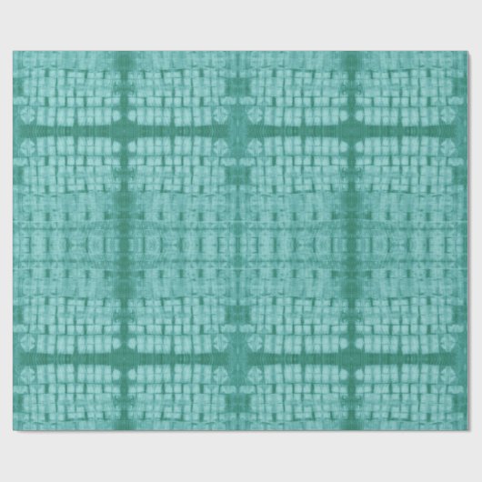 Gestikte Shibori Herhaling Teal Cadeaupapier (Vlak)