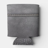 gestikte verfijning: zwart lederen luxe blikjeskoeler (Achterkant)