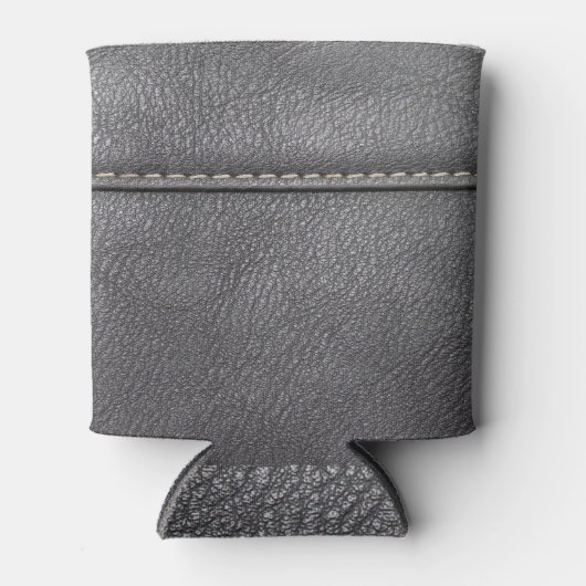 gestikte verfijning: zwart lederen luxe blikjeskoeler (Voorkant)