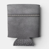 gestikte verfijning: zwart lederen luxe blikjeskoeler (Achterkant)