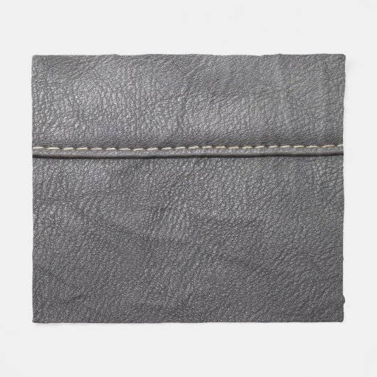 gestikte verfijning: zwart lederen luxe fleece deken (Voorkant (Horizontaal))