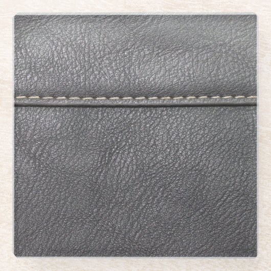 gestikte verfijning: zwart lederen luxe glazen onderzetter (Voorkant)