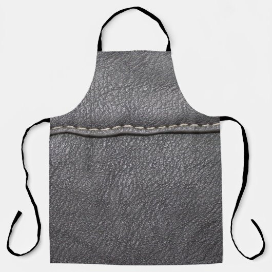 gestikte verfijning: zwart lederen luxe schort (Voorkant)