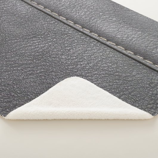 gestikte verfijning: zwart lederen luxe sherpa deken (3/4)