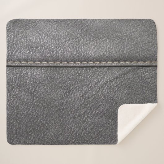 gestikte verfijning: zwart lederen luxe sherpa deken (Voorkant (horizontaal))