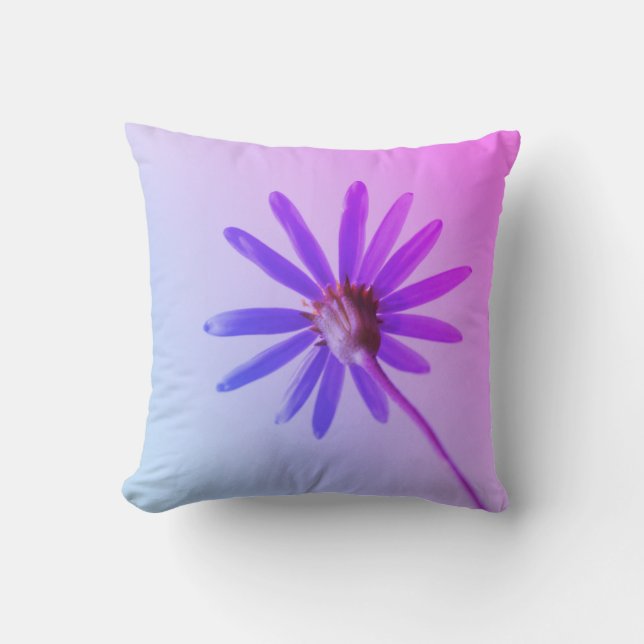 Gestileerd blauw Daisy Flower Cushion Sierkussen (Voorkant)