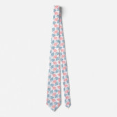 Gestileerd blauw en koraalrood bladerenpatroon stropdas (Voorkant)