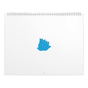 Gestileerd, blauwgroen-blauw bloemontwerp met over kalender