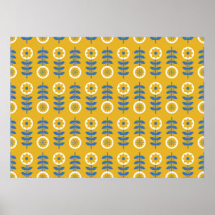 Gestileerd bloem naadloos patroon. Scandinavische  Poster