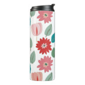 Gestileerd bloemtuinpatroon thermosbeker (Gedraaid links)