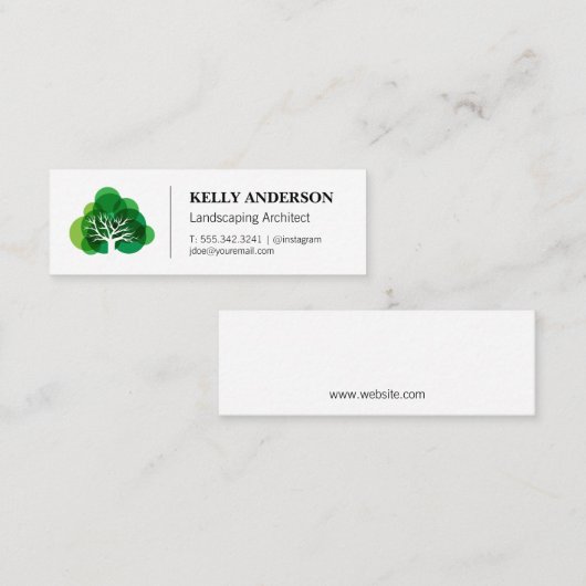 Gestileerd boom-icoon | Boomverzorgingsdienst Mini Visitekaartje (Voorkant / Achterkant)
