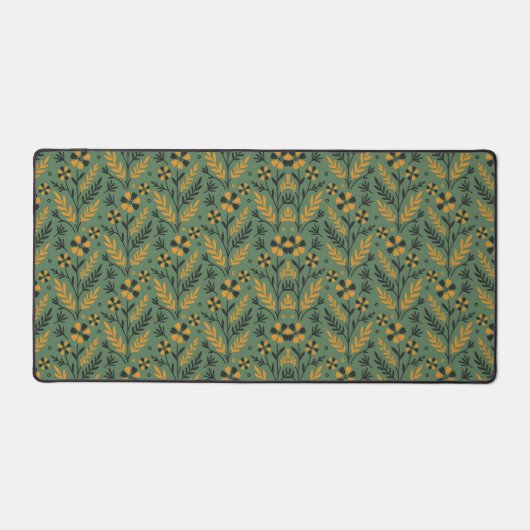 Gestileerd botanisch oranje en zwart bloemmotief bureaumat (Voorkant)