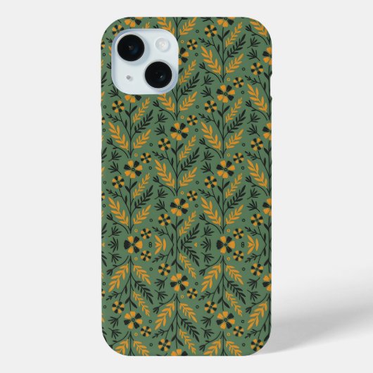 Gestileerd botanisch oranje en zwart bloempatroon Case-Mate iPhone case (Achterkant)