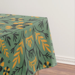 Gestileerd botanisch oranje en zwart bloempatroon tafelkleed