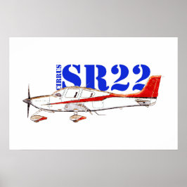 Gestileerd Cirrus SR22-vliegtuig met vetgedrukte t Poster