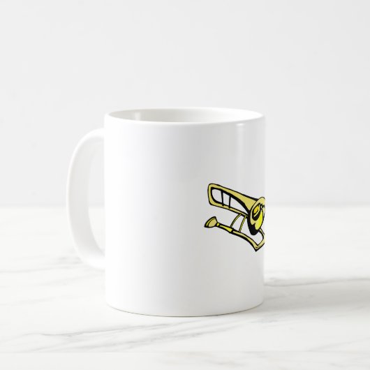 gestileerd geel afbeelding met trombone koffiemok (Voorkant links)