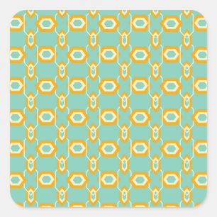 Gestileerd geometrisch patroon in vette oranje zes vierkante sticker