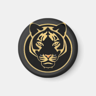 Gestileerd gouden tijgerlogo-ontwerp magneet