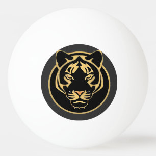 Gestileerd gouden tijgerlogo-ontwerp pingpongbal