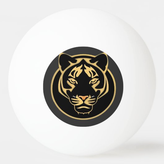 Gestileerd gouden tijgerlogo-ontwerp pingpongbal (Voorkant)