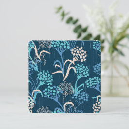 Gestileerd Hydrangea Bloemmotief - Elegant Blauw Feestdagenkaart