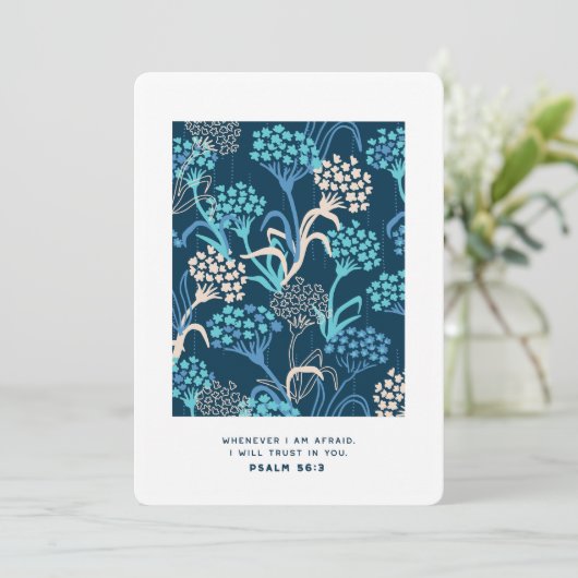 Gestileerd Hydrangea Bloempatroon - Elegant Blauw Feestdagenkaart (Staand voorkant)