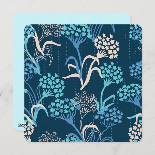 Gestileerd Hydrangea Bloempatroon - Elegant Blauw Feestdagenkaart (Voorkant / Achterkant)