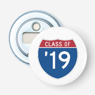 Gestileerd Interstate bord  Klas van 2019 Button Flesopener