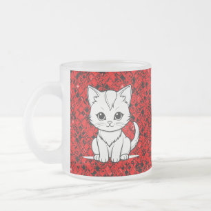 Gestileerd katje lijn kunst ontwerp-52315 matglas koffiemok