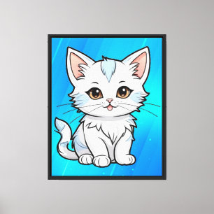 Gestileerd katten cartoon lijn kunst ontwerp-52316 canvas afdruk