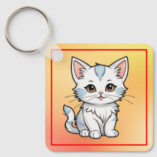 Gestileerd katten cartoon lijn kunst ontwerp-52316 sleutelhanger