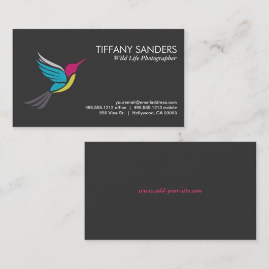 Gestileerd Kolibrie Logo Visitekaartje (Voorkant / Achterkant)