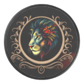 Gestileerd Leeuwenkopportret in Mandala Frame Hockey Puck (Voorkant)