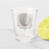Gestileerd Leeuwenkopportret in Mandala Frame Shot Glas (Achterkant)